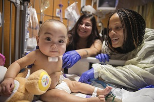 Infant receiving sleep study